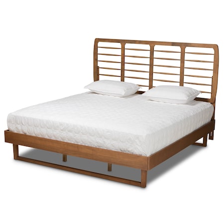 Baxton Studio Lucie Modern Walnut Brown Finished Wood King Size Platform Bed 184-11149-9412-Zoro
